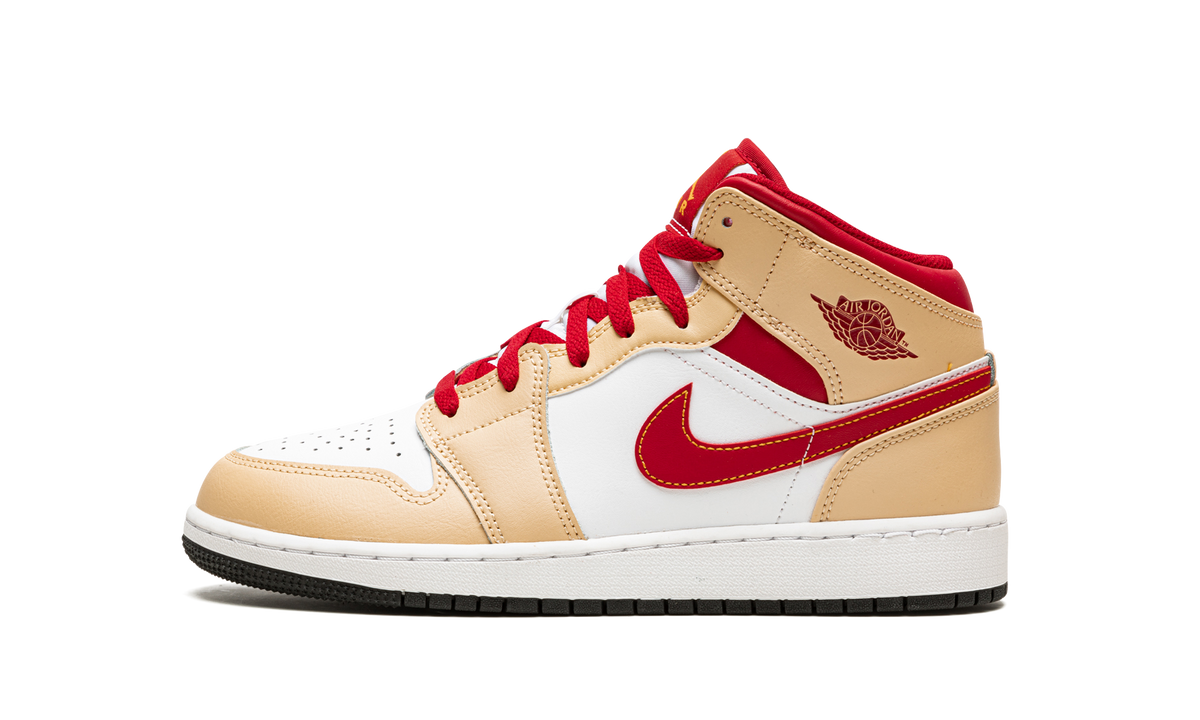 Air Jordan 1 Mid GS Beige / Red 554725 201