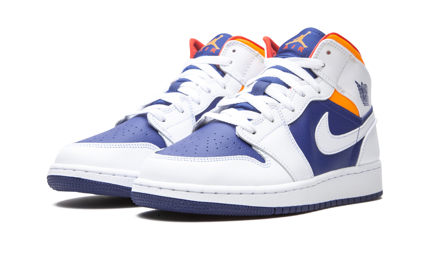 Air Jordan 1 Mid GS White Deep Royal Blue 554725 131