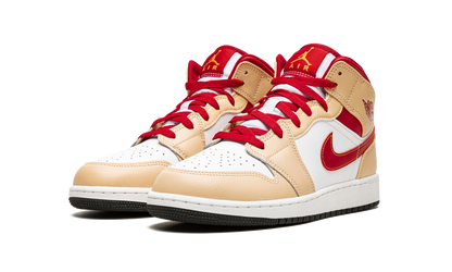 Air Jordan 1 Mid GS Beige / Red 554725 201