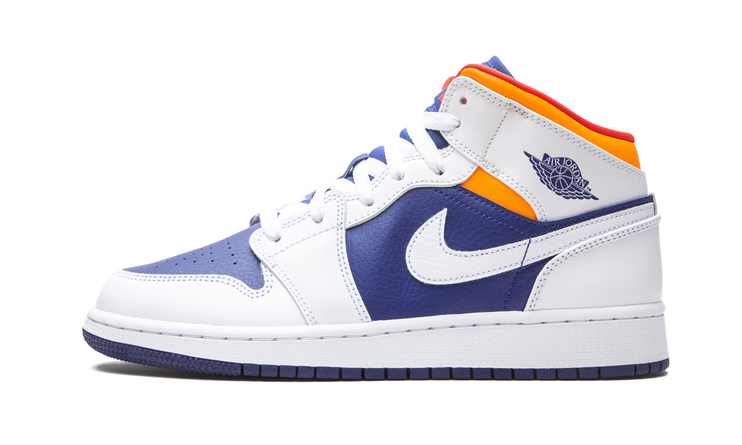 Air Jordan 1 Mid GS White Deep Royal Blue 554725 131