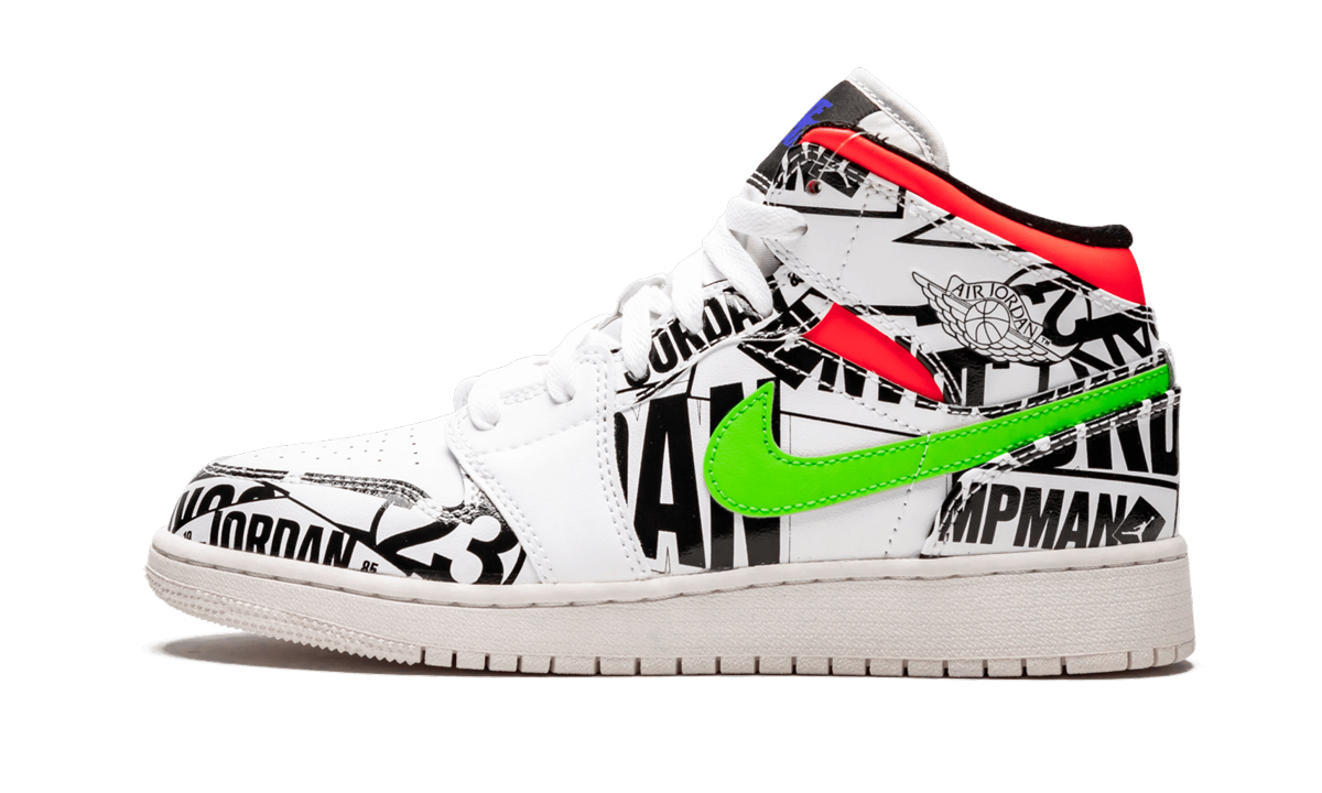 Air Jordan 1 Mid GS All Over Logos 554725 143