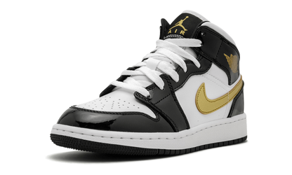 Air Jordan 1 Mid SE GS Black Gold Patent Leather BQ6931 007