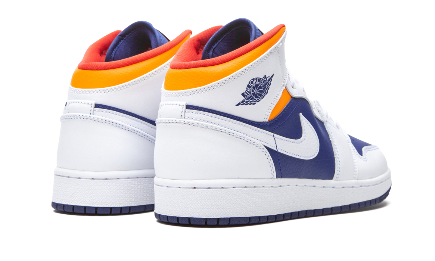 Air Jordan 1 Mid GS White Deep Royal Blue 554725 131