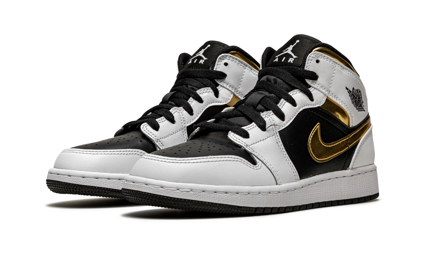 Air Jordan 1 Mid GS White / Gold / Black 554725 190