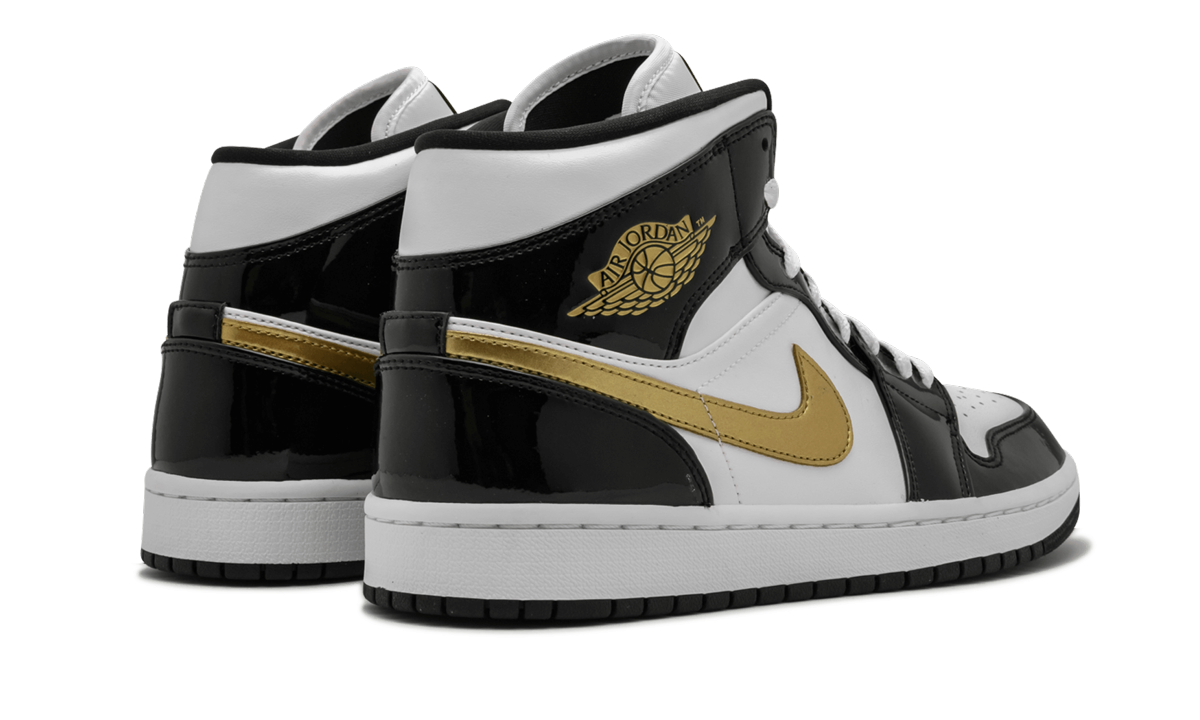 Air Jordan 1 Mid SE Black Gold Patent Leather 852542 007