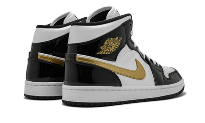 Air Jordan 1 Mid SE Black Gold Patent Leather 852542 007