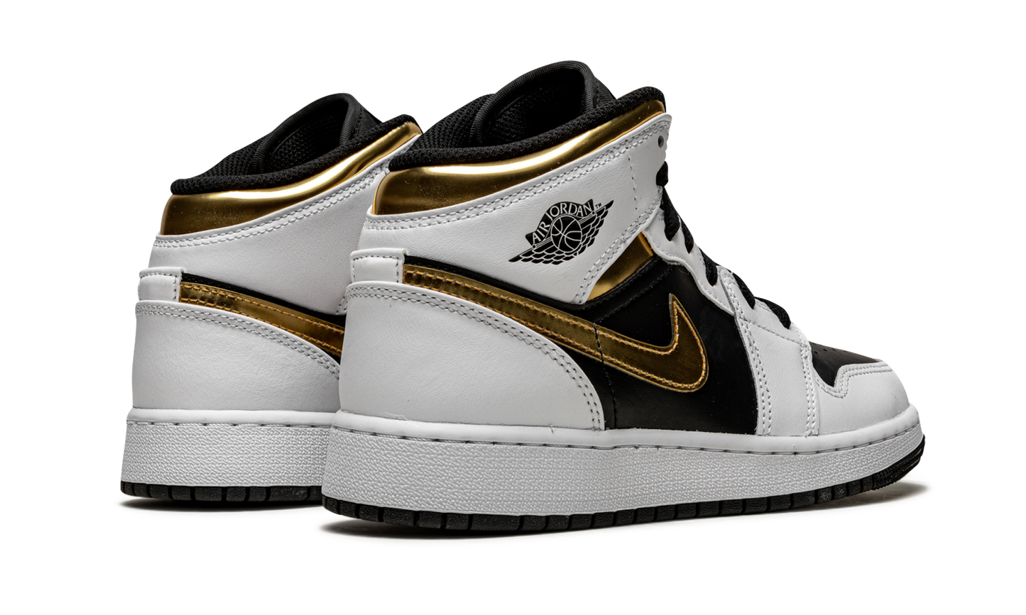 Air Jordan 1 Mid GS White / Gold / Black 554725 190
