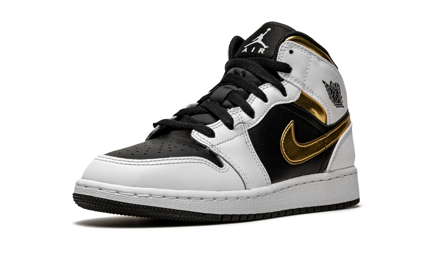 Air Jordan 1 Mid GS White / Gold / Black 554725 190