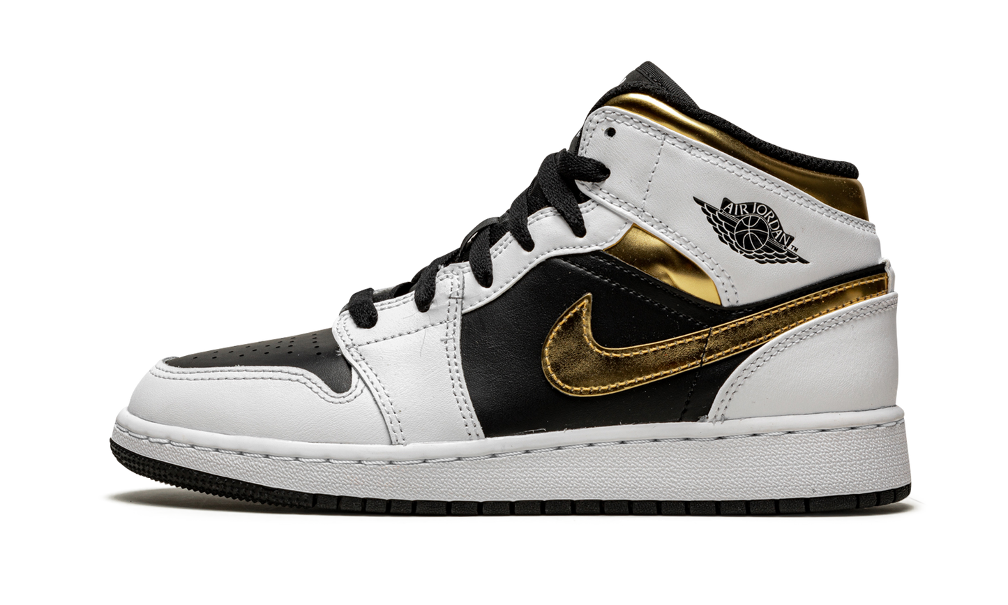 Air Jordan 1 Mid GS White / Gold / Black 554725 190