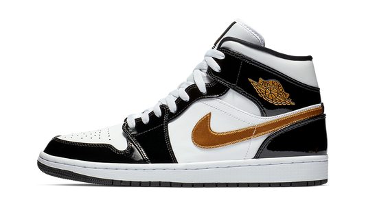 Air Jordan 1 Mid SE Black Gold Patent Leather 852542 007