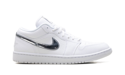 Womens Air Jordan 1 Low SE White Metallic Silver' IQ9381 100