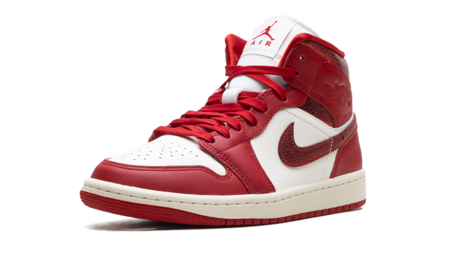 Air Jordan 1 Mid WMNS Red Cracked Leather HJ9337 106