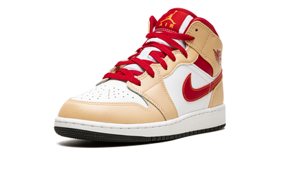 Air Jordan 1 Mid GS Beige / Red 554725 201