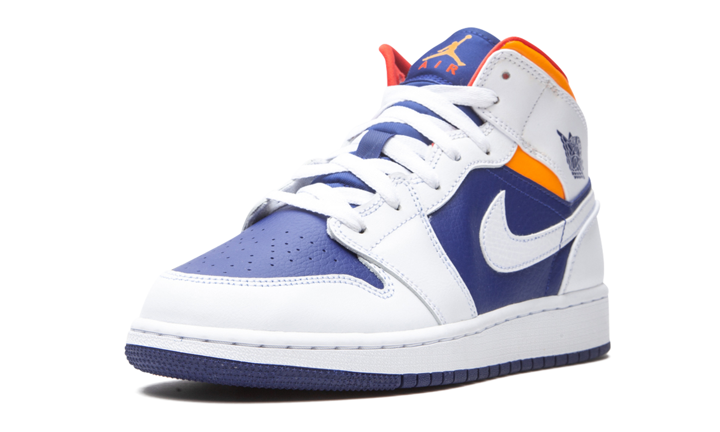 Air Jordan 1 Mid GS White Deep Royal Blue 554725 131